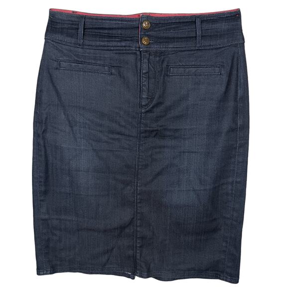 CJ Blessed by Cookie Johnson Denim Skirt Size 29 Dark Blue Working back Pockets - Picture 1 of 7